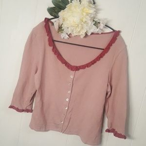 L.k. BeNNeTT | Ruffled Trim Cardigan